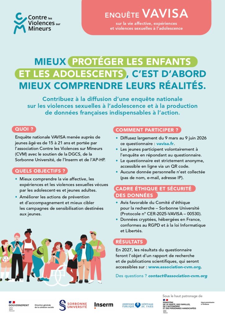 Visuel informatif de l'enquête VAVISA à destination de l'autorité parentale